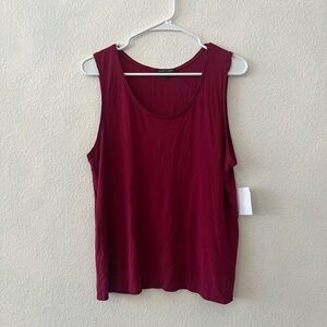 Eileen Fisher Red Pink 100% Silk Tank Large NEW burgundy